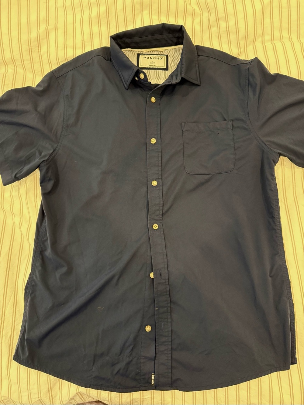 Poncho Navy Short-Sleeve Button-Down Shirt